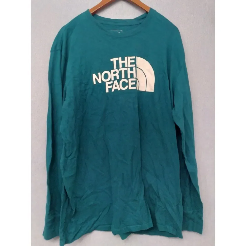 The North Face Long Sleeve Tee Shirt TNF Logo‎ Graphic Green Casual